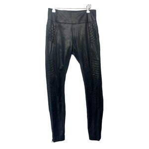Athleta Delancey Moto Faux Leather Women's Black Leggings Size Small